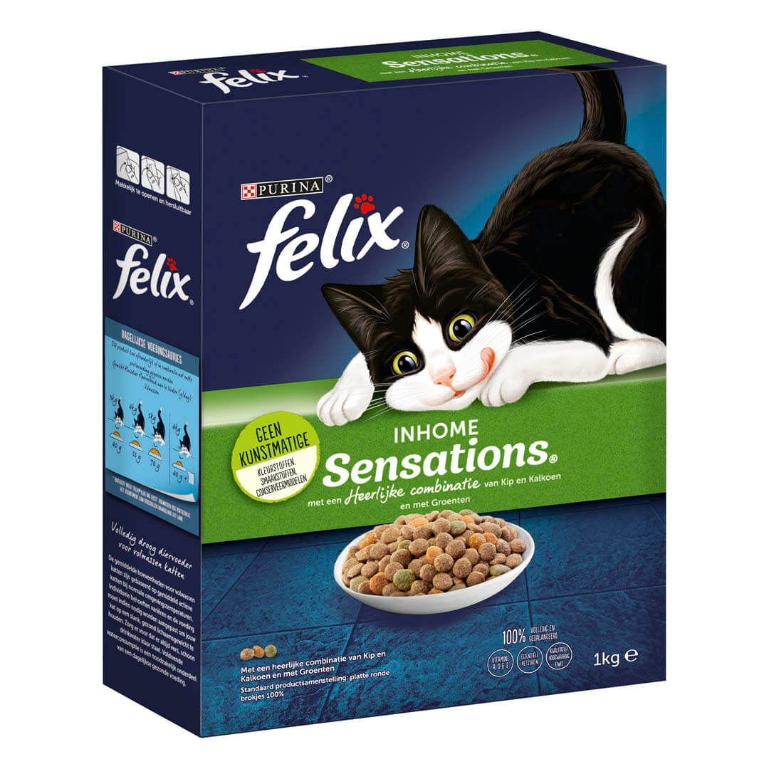 Goed man Intrekking FELIX kattenvoer Inhome Sensations droge brokken | Purina