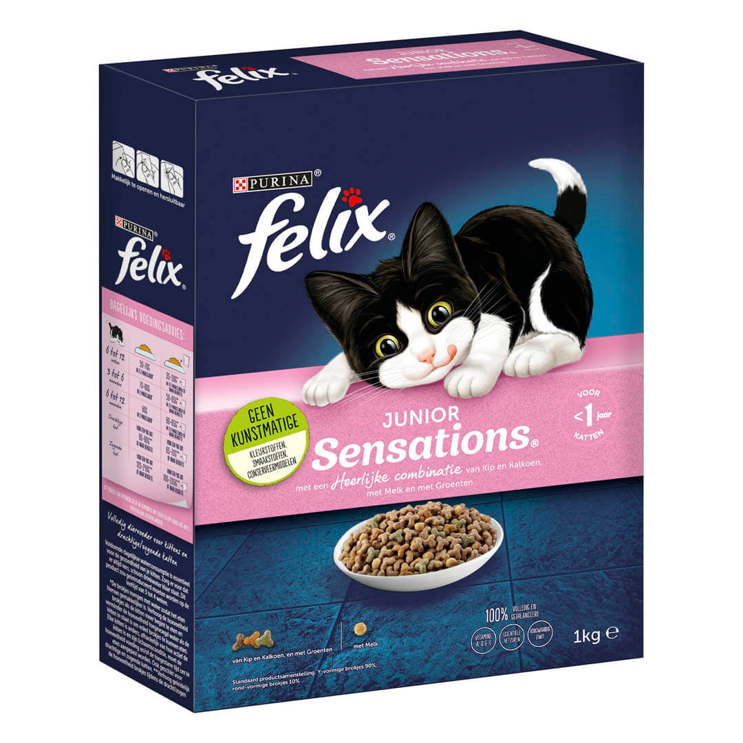 Dat In dienst nemen nakomelingen FELIX kattenvoer Junior Sensations droge brokken | Purina