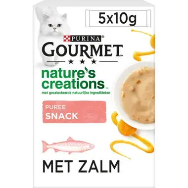 GOURMET™ Nature's Creations - Puree met Zalm en een vleugje Wortel kattensnacks voorzijde