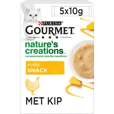 GOURMET™ Nature's Creations - Exquisite Puree met Kip en een vleugje Pompoen kattensnacks voorzijde