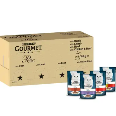 Gourmet Perle kattenvoer mini filets eend lam kip saus