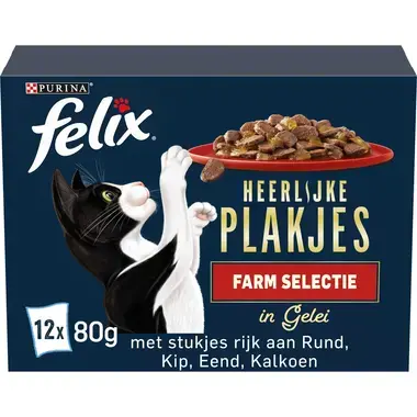 Felix Heerlijke Plakjes Farm Selectie in Gelei Kattenvoer nat